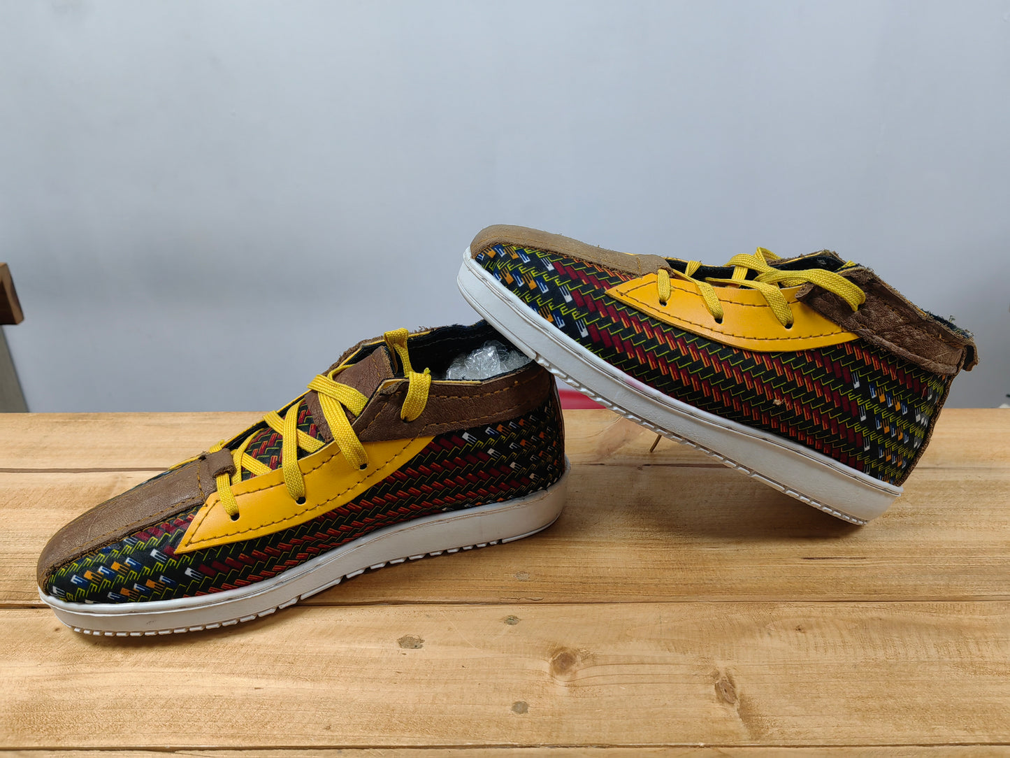 African print & Leather Tekkie