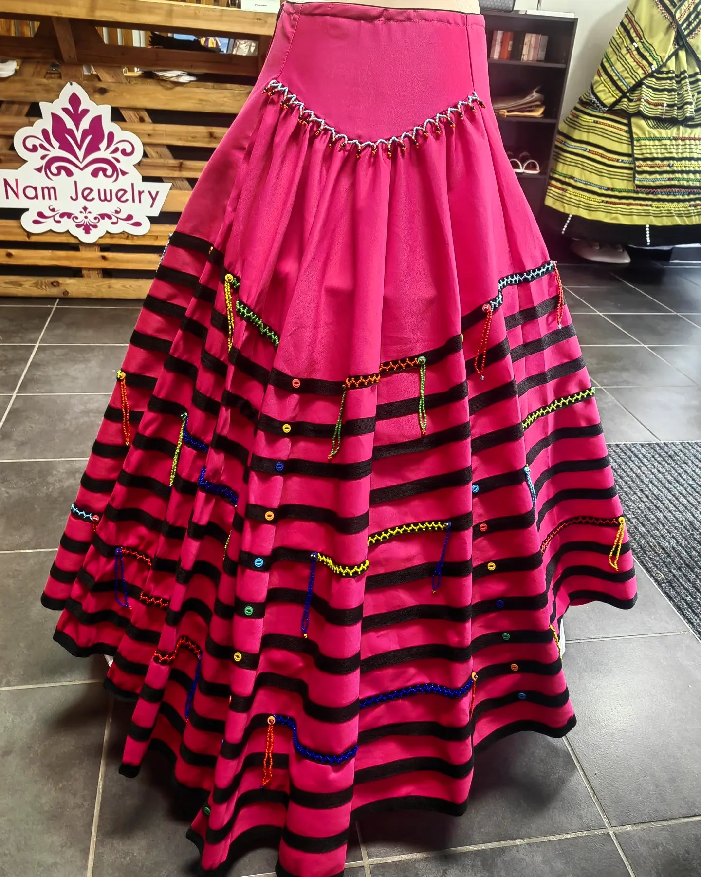 Plitted Beaded Wrap Skirt