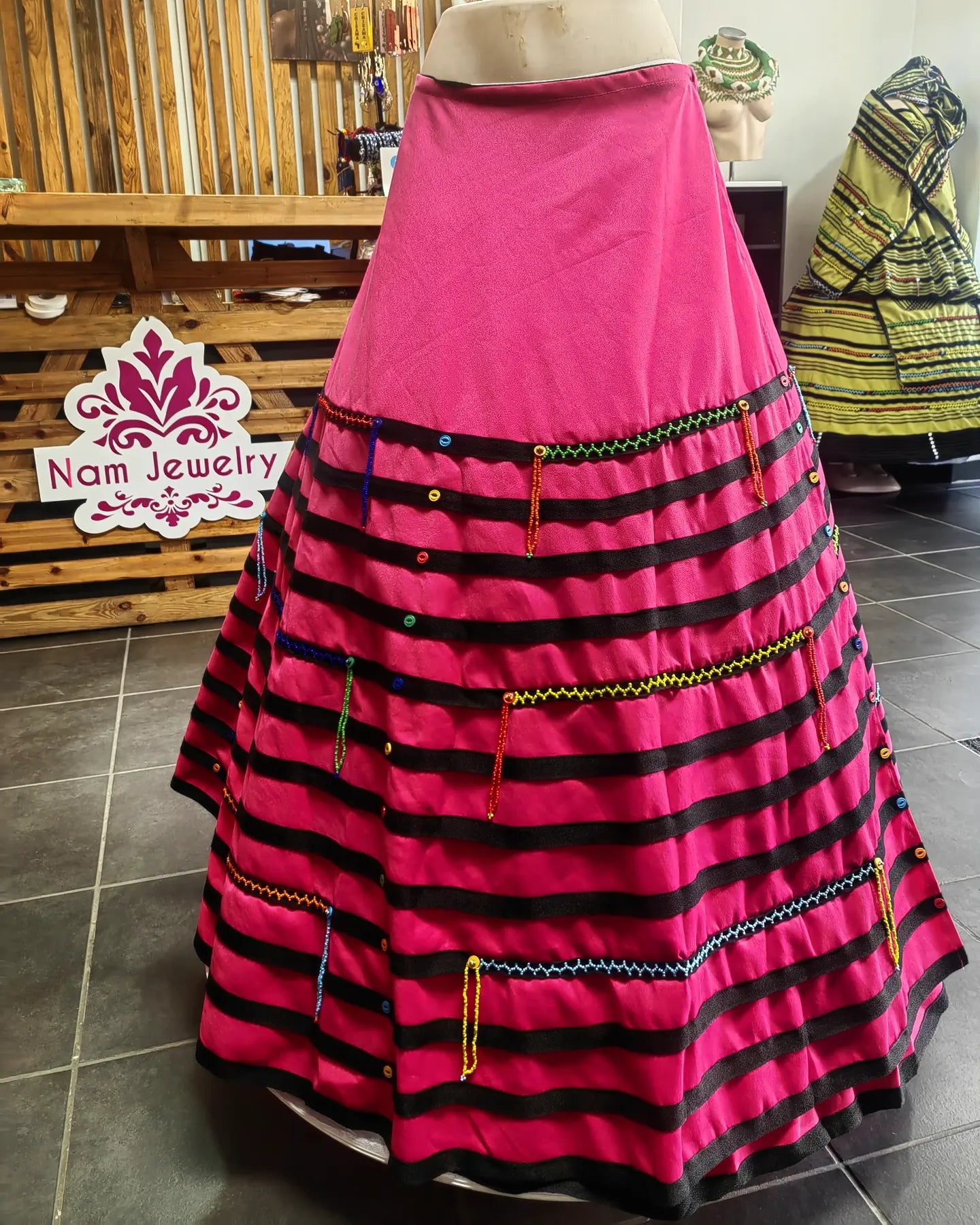 Plitted Beaded Wrap Skirt
