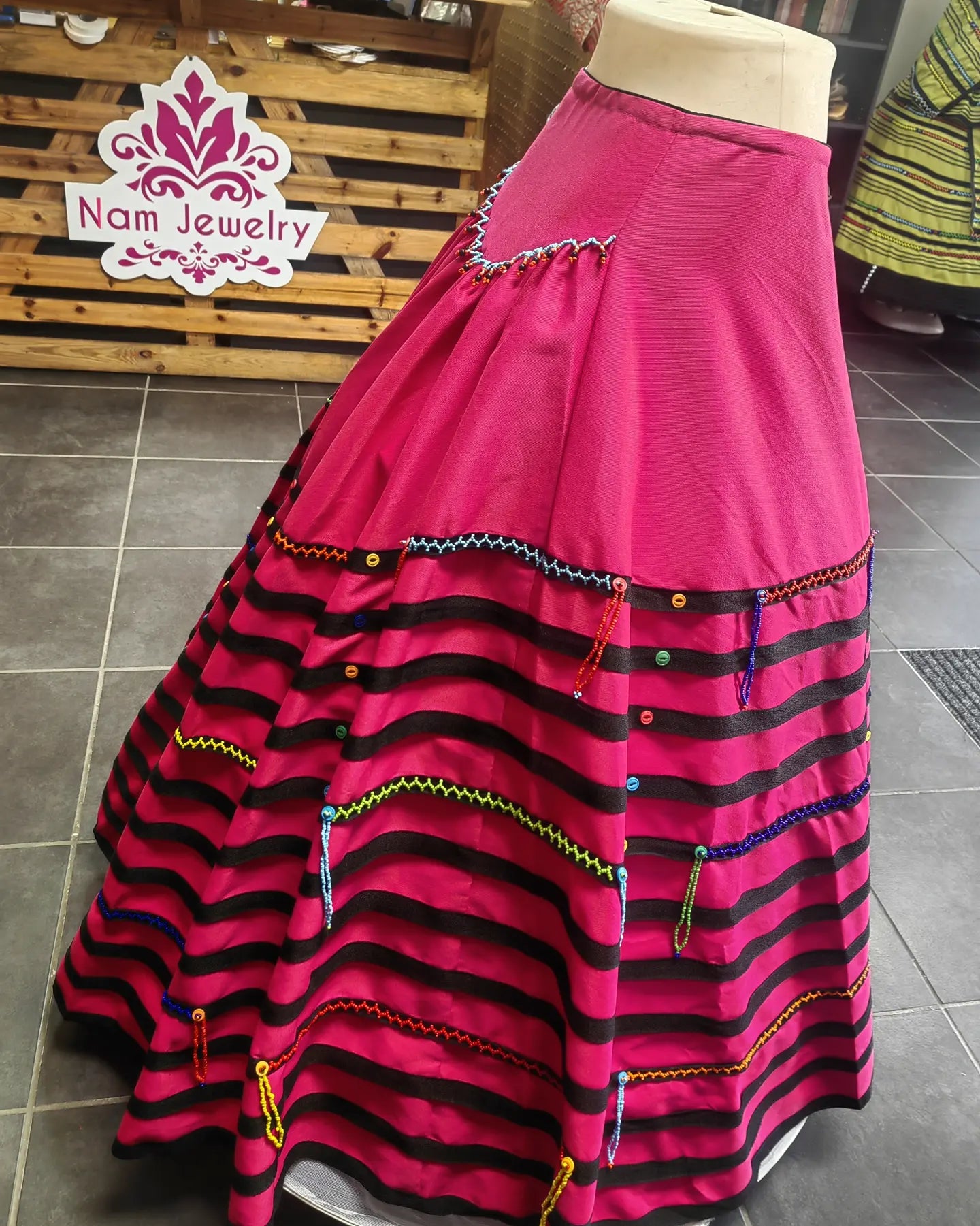 Plitted Beaded Wrap Skirt