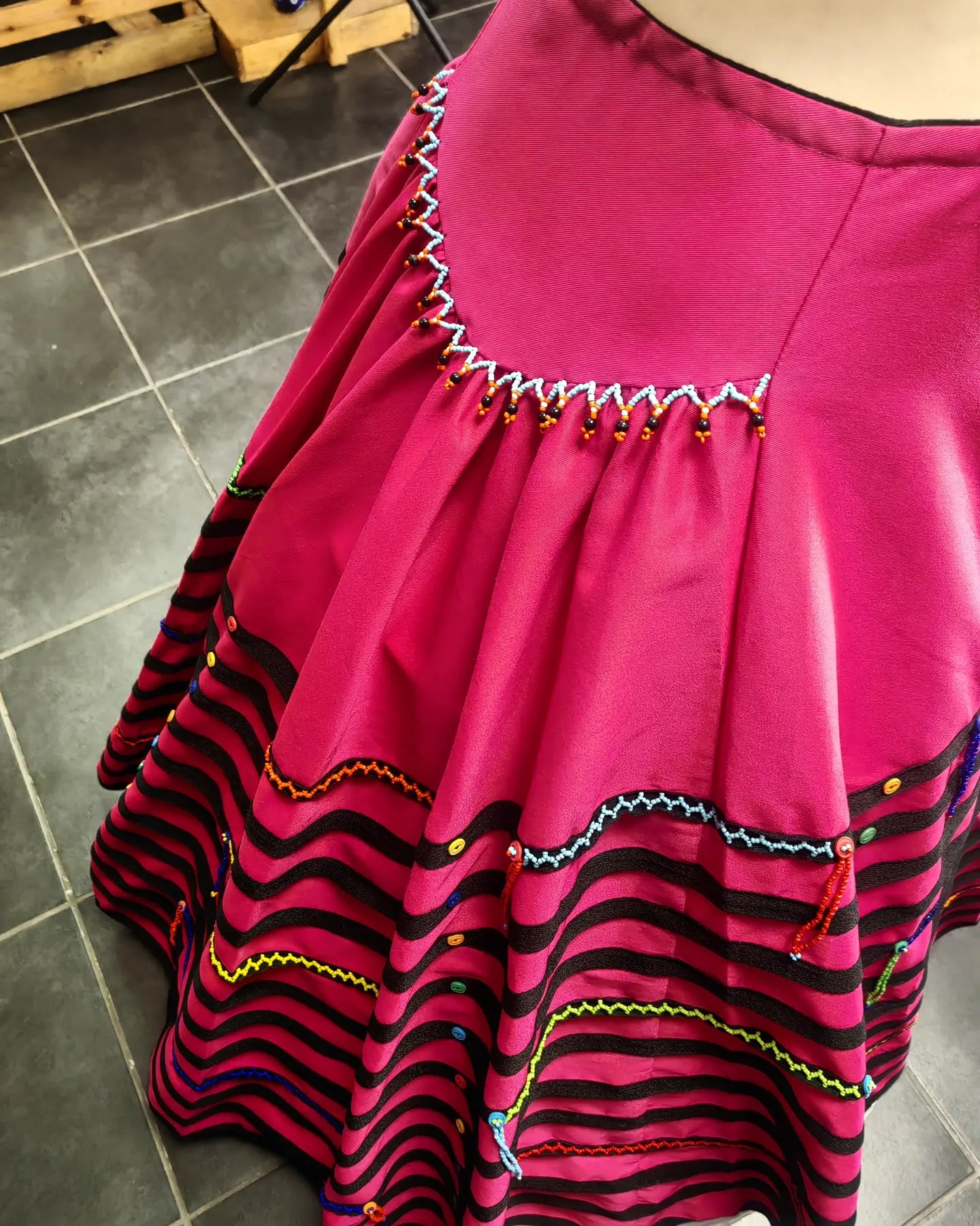 Plitted Beaded Wrap Skirt