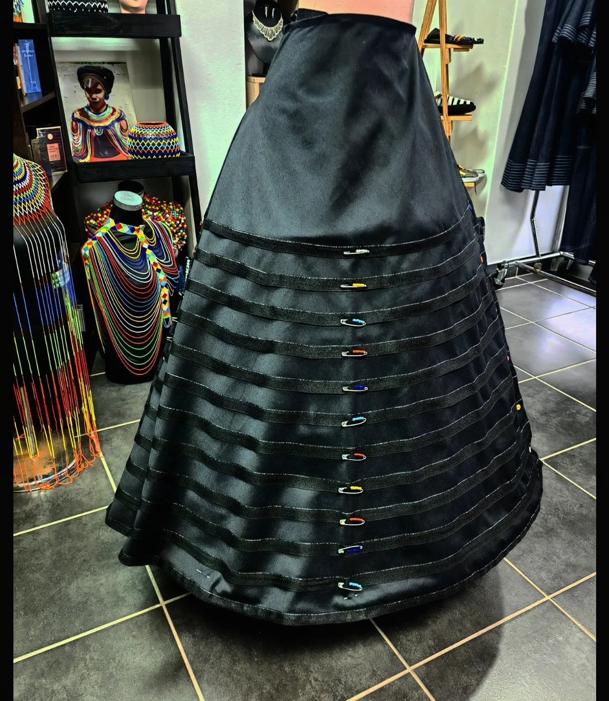 Plitted wrap skirt with safety-pins