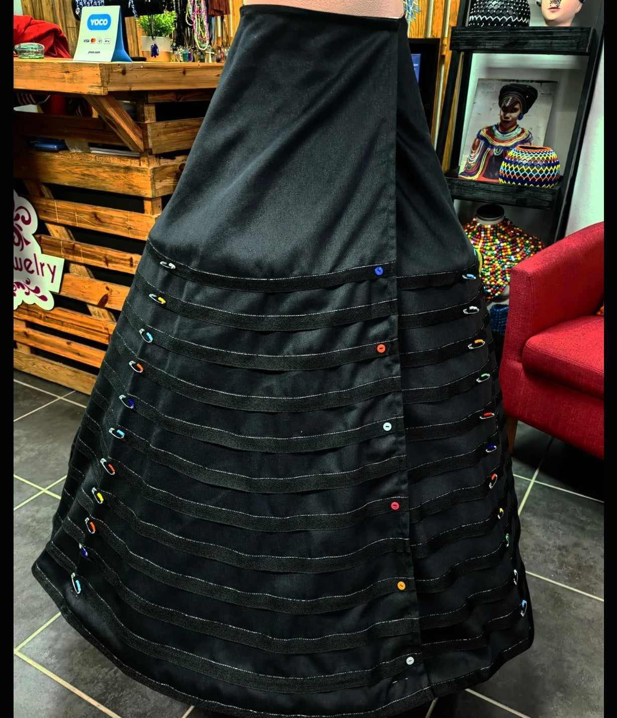 Plitted wrap skirt with safety-pins