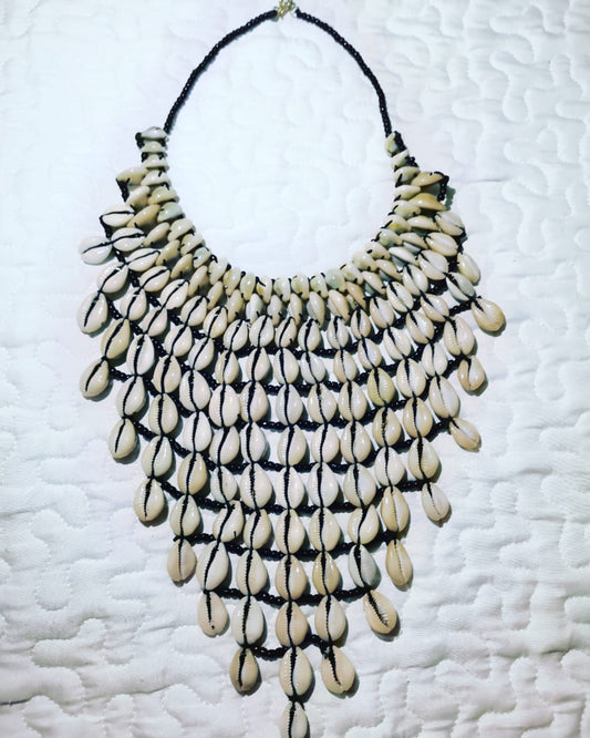 African Cowrie Shells Beaded Necklace
