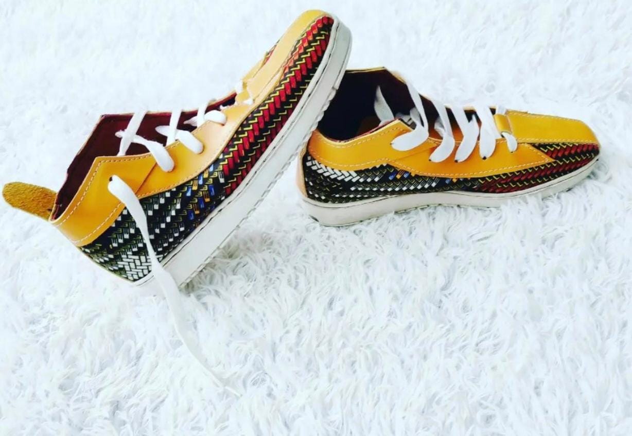 African Print & Leather Tekkies