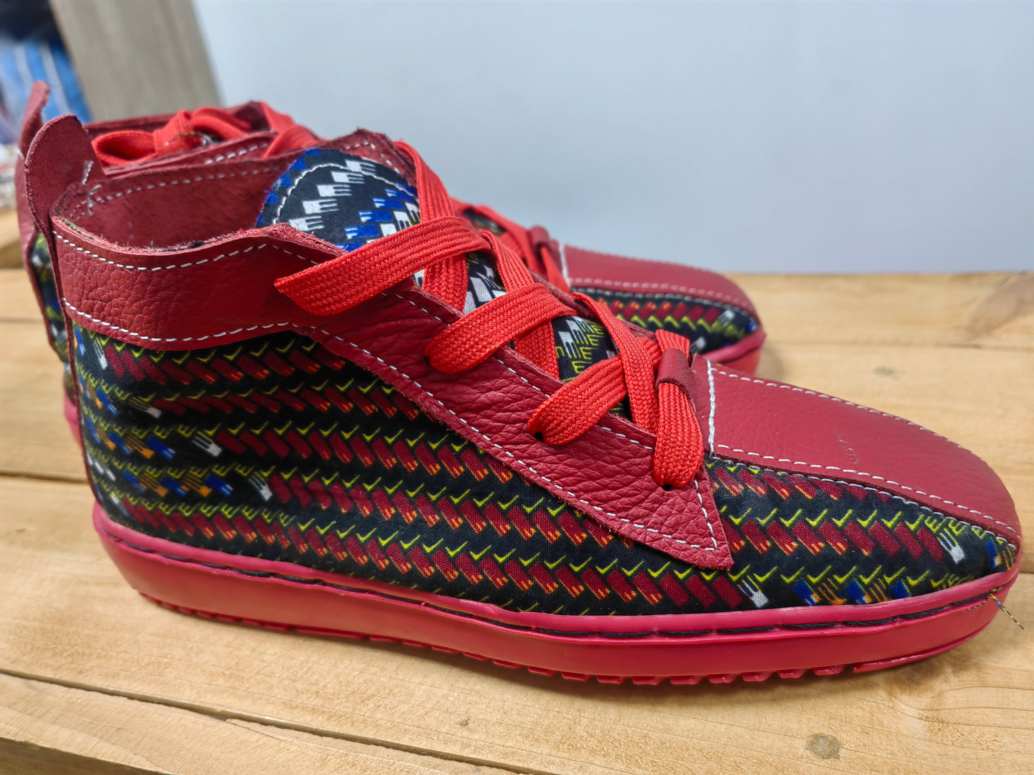 African print & Leather Tekkie – Nam Jewelry