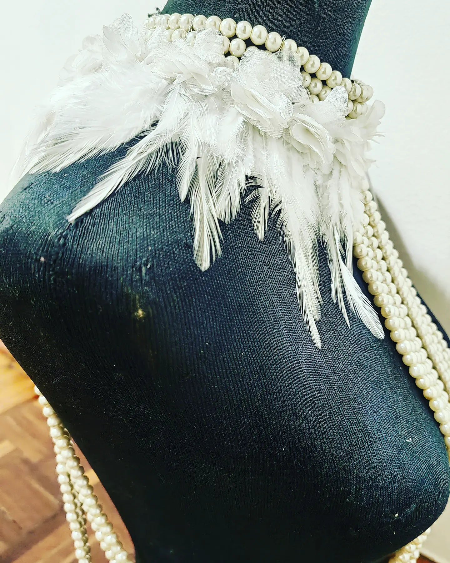 Pearls and feathers bodypiece