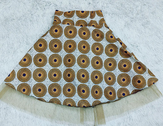 Printed High Waist Skirt with pockets